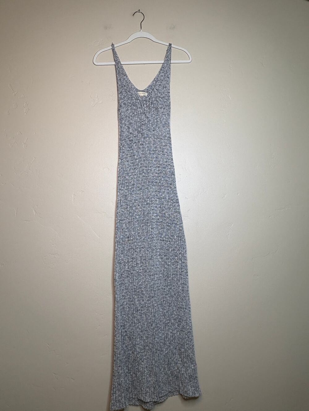 Stevie Hender Heather Gray Ribbed Knit Sleeveless Maxi Dress Large